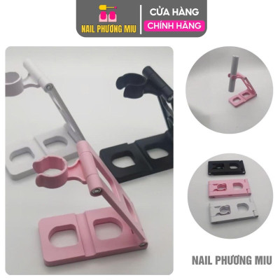 Đế Kẹp Đèn Hơ Mini Giá Đỡ Bằng Nhựa Đa Năng Màu Trắng Hồng, Chân Đế Có Thể Gấp Gọn Để Bàn Rảnh Tay Làm Nail Tiện Lợi, Điều Chỉnh Nhiều Góc Độ Dễ Dàng