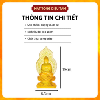 Tượng phật dược sư lưu ly màu vàng 18cm hào quang đồ phong thủy, đồ thờ cúng - shop Mật tông Diệu Tâm