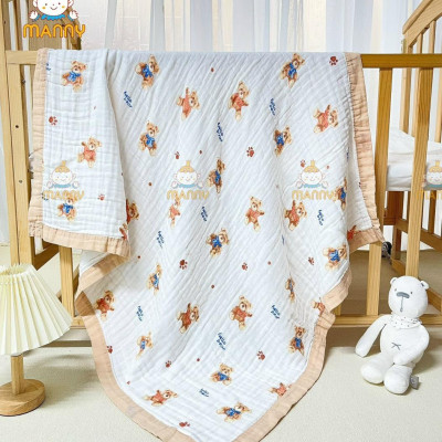 Khăn Xô Đa Năng Viền Màu MANNY Mềm Mại, Thấm Hút Tốt, Dùng Làm Khăn Tắm, Khăn Ủ, Chăn Đắp - KT 100x100cm