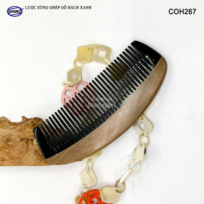 Lược sừng trâu ghép gỗ bách xanh thơm hình múi bưới (Size: S-12cm) COH267 - Có thể bỏ túi mang theo người - Chống tích điện - Ghép Răng Tăng Độ Bền Khi Chải Tóc - Chải tóc làm dịu tâm trí, đỡ căng thẳng - Giúp Tóc Suôn & Mềm Không Làm Rụng