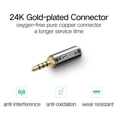 Ugreen UG2050120502TK Màu Đen Đầu chuyển âm thanh 2.5mm dương sang 3.5mm âm - HÀNG CHÍNH HÃNG