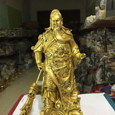 Tượng Quan công đứng size nhỏ CTQ6 15.5 x 12.6 x 30cm mạ vàng hoặc màu xanh lựa chọn