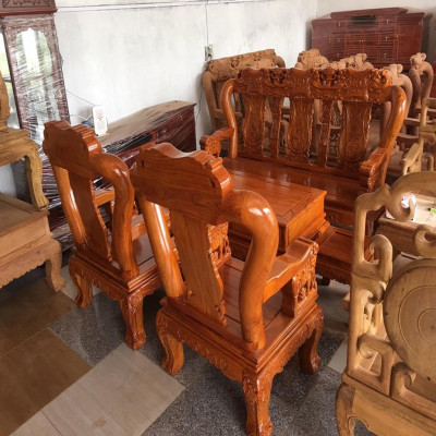 Bộ Bàn Ghế Minh Quốc Voi Gỗ Gõ Đỏ