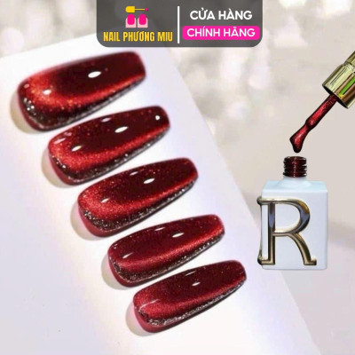Sơn Gel Mắt Mèo Kim Cương Đỏ CR Cao Cấp 15ml Nhũ Tuyết Siêu Mịn CR01 Làm Nail Ánh Mắt Mèo màu Đỏ đô 9D Dùng Nam Châm Hút Siêu Sáng