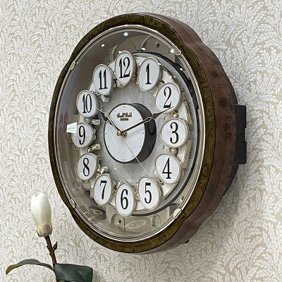 Đồng hồ treo tường RHYTHM 4MH828WD23 - Nâu , Kích thước 38.5 x 38.5 x 11.5cm (Magic Motion Clocks)