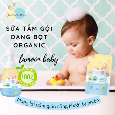 Sữa tắm gội Organic cho bé dạng bọt Lamoon - Bình 250ml