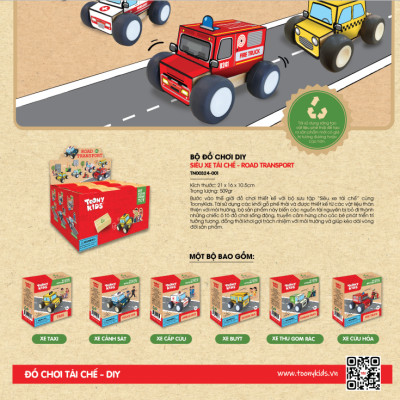 Bộ Đồ Chơi DIY TOONYKIDS Siêu Xe Tái Chế Road Transport Shool Bus TN00324-003 [Tặng Kèm Sticker]