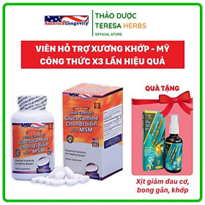 Viên Uống Glucosamine Chondroitin With Msm Giúp Giảm Đau Do Viêm Xương Khớp Hộp 100 Viên