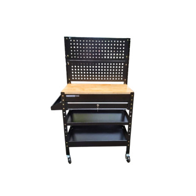 XE ĐẨY DỤNG CỤ 1 NGĂN KÉO CÓ MẶT BÀN BẰNG GỖ VÀ TẤM TREO