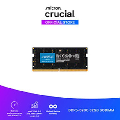 Ram Laptop Crucial DDR5 32GB Bus 5200 - CT32G52C42S5 - Hàng chính hãng
