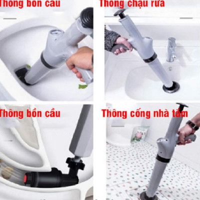Dụng Cụ Thông Tắc Bồn Cầu, Chậu Rửa Bát, Bồn Tắm - Súng cao áp thông tắc nhà vệ sinh, đường ống nước bằng Khí Nén AGT Cực Mạnh 6-8kg - Nhựa ABS Cao Cấp - HÀNG CHÍNH HÃNG