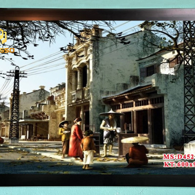 Tranh kính cường lực Phố cổ Hà Nội D4502 01 (được chọn mẫu)