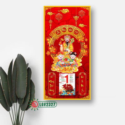 Lịch gỗ treo tường Thần Tài IMWI LGV2327