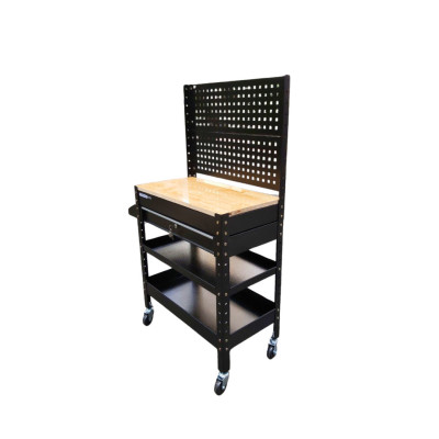 XE ĐẨY DỤNG CỤ 1 NGĂN KÉO CÓ MẶT BÀN BẰNG GỖ VÀ TẤM TREO