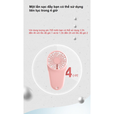 Quạt sạc tích điện mini cầm tay Rockspace đế đa năng đặt bàn - Hàng chính hãng 