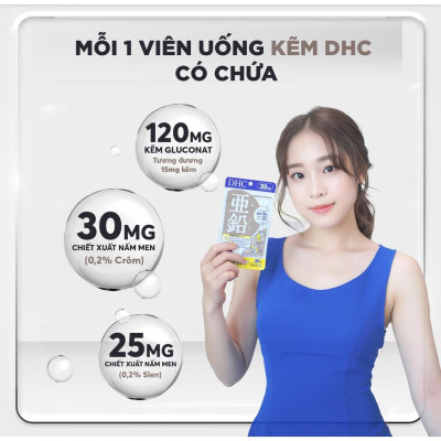 Viên uống bổ sung Kẽm DHC Nhật Bản Túi 15/30 ngày