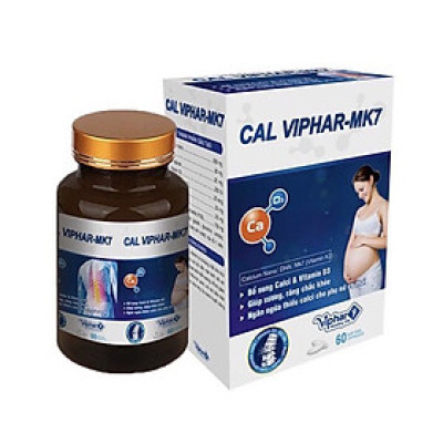 ￼CAL VIPHAR MK7 - Giúp  xương và răng chắc khỏe- Dùng cho phụ nữ có thai và cho con bú (Hộp 30 viên), vinaphar