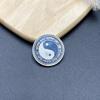 Đồng Xu Cạo Gió Đánh Cảm Hình Âm Dương Loại Nhỏ Đường Kính 2.3cm Bạc Ta Nguyên Chất S99 BẠC HIỂU MINH XDG3