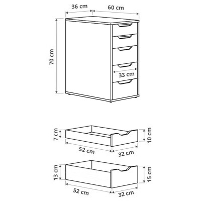 Tủ 5 Ngăn Kéo Để Đồ Bàn Làm Việc Simple Style SIB Decor KG90