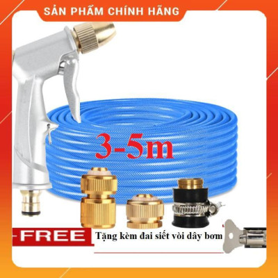️ Bộ dây vòi xịt nước rửa xe,tưới cây , tăng áp 3 lần,loại 3m, 5m 206701 đầu đồng,cút đồng,nối đồng