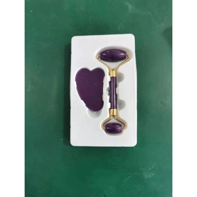 (Xả Kho) Cây Lăn Mát Xa Mặt tăng kèm Ván GuaSha Bằng Đá Cạo Mát Xa full bộ (phân loại màu)