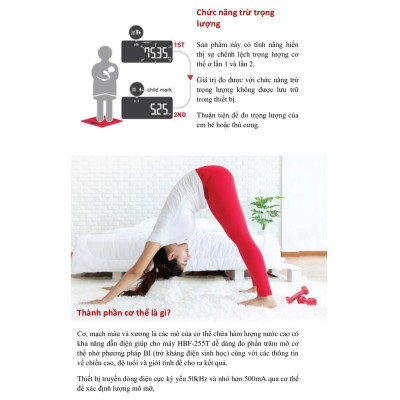 Cân đo chỉ số cơ thể Omron HBF-255T theo dõi 7 chỉ số cơ thể, mức cân tối đa 135kg