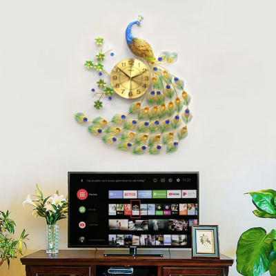 Đồng Hồ Treo Tường Trang Trí Đẹp Con Công S-A68 chim khổng tước độc lạ 3d cỡ lớn nghệ thuật phù hợp cho phòng khách, phòng ngủ