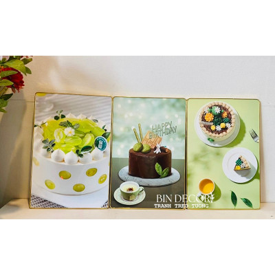 (CÓ ẢNH THẬT) Tranh treo tường bánh kem sinh nhật trang trí tiệm bánh kem tặng kèm đinh 3 chân
