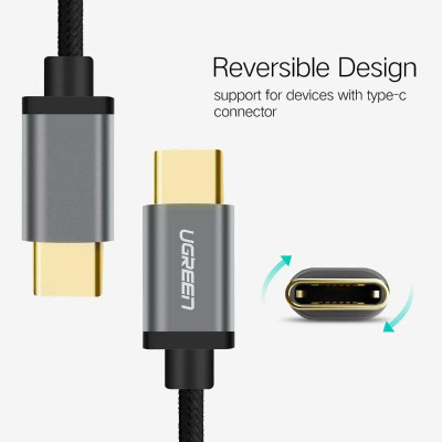 Ugreen UG30879US174TK 0.5M 3A Màu Đen Cáp USB TypeC sang USB 2.0 Hỗ trợ sạc nhanh dây bên Nylon - HÀNG CHÍNH HÃNG