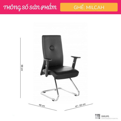 Ghế phòng họp chân quỳ inox bọc da SMLIFE Milcah