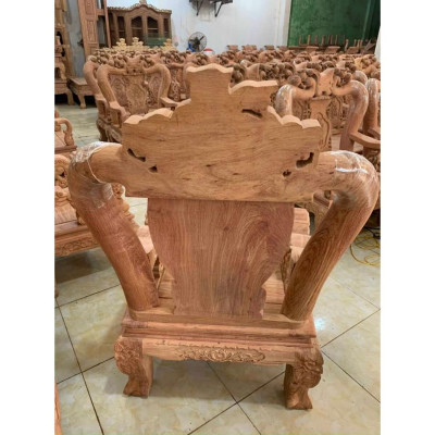 Bộ bàn ghế phòng khách nghê phượng gỗ hương đá tay 12 tựa liền