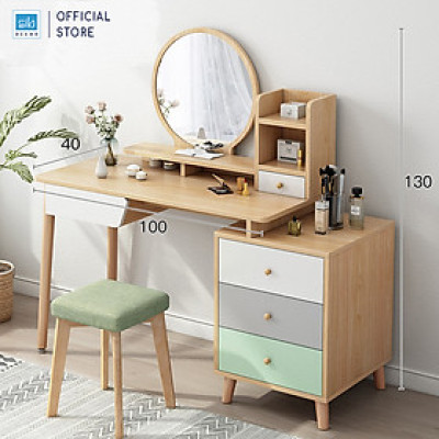 Bộ Bàn Phấn Trang Điểm Phong Cách Bắc Âu Với Chân Gỗ Hiện Đại SIB Decor BTD09 (Không Kèm Ghế)