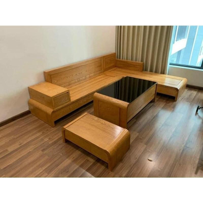 bộ góc L gỗ sồi phòng khách