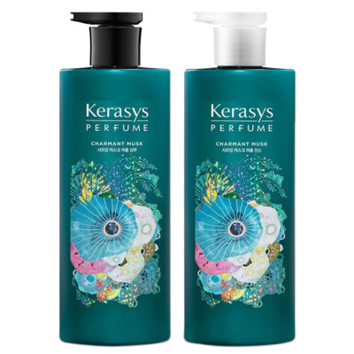 Dầu xả nước hoa vani và xạ hương trắng Kerasys Charmant Musk Hàn Quốc 600ml tặng kèm móc khóa