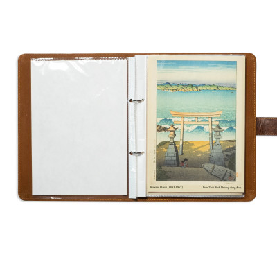 hoa ta - Bìa Da Đông Á Danh Hoạ Kèm Bộ 10 Tranh Khắc Gỗ Nhật In Trên Giấy Washi