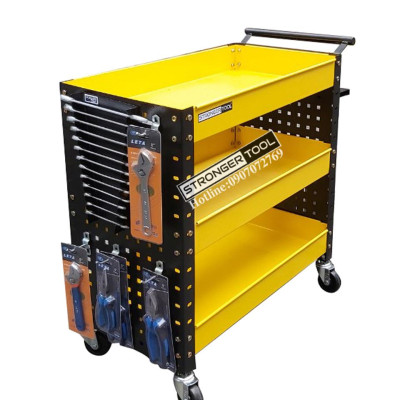 XE ĐẨY DỤNG CỤ 3 NGĂN 2 TẤM HÔNG DÙNG CHO GAGARE TIỆM SỬA XE MÁY