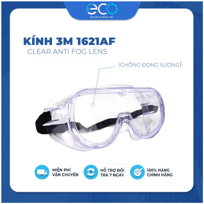 Kính bảo hộ lao động 3M cao cấp Mỹ 11621AF chống bụi, chống hóa chất, chống sương mờ, kính phun thuốc trừ sâu