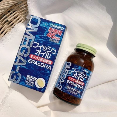 Viên Uống Dầu Cá Omega 3 Orihiro Bổ Trợ Tim Mạch Bổ Mắt 180 viên