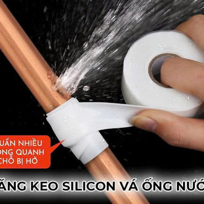 2.5cmx1m Băng Keo Vá Ống Nước Silicon Chịu Nhiệt Nóng Lạnh, Chống Thấm Nước MÀU TRẮNG