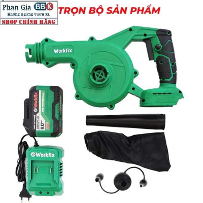 Máy thổi hút bụi pin WORKFIX WF-AB775BL, Động cơ Không chổi than, 2 chức năng, Cò điều tốc