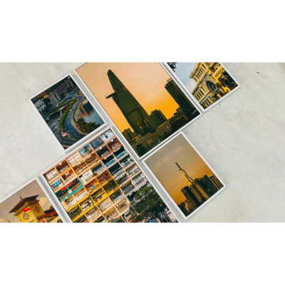 (ẢNH CHỤP THẬT)Tranh treo tường sài gòn 4 bộ 6 tấm trang trí decor kèm đinh treo