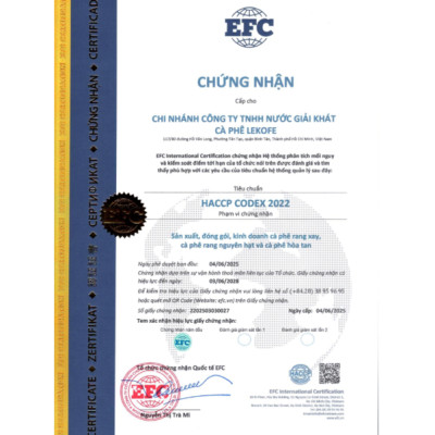 Cà phê nguyên hạt Bình Minh Lekofe 100% Robusta Đắng đậm chát nhẹ Túi 1000gram