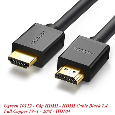 Ugreen UG10112HD104TK 20M màu Đen Cáp tín hiệu HDMI chuẩn 1.4 hỗ trợ phân giải 4K * 2K - HÀNG CHÍNH HÃNG