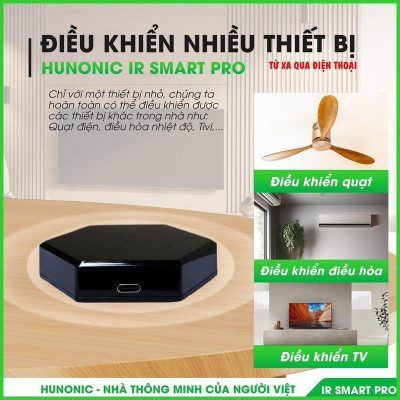 Bộ Điều Khiển Hồng Ngoại Hunonic Ir Smart Pro- Điều Khiển Điều Hòa, Quạt, Tivi...Từ Xa Qua Điện Thoại Qua Wifi, BH 1 Năm