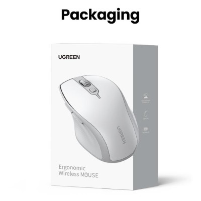 Ugreen UG15805MU101TK 4000DPI Bluetooth 6 nút điều chỉnh kiểu dáng Công thái học Màu Trắng Chuột không dây + BT Không kèm Pin AA - HÀNG CHÍNH HÃNG