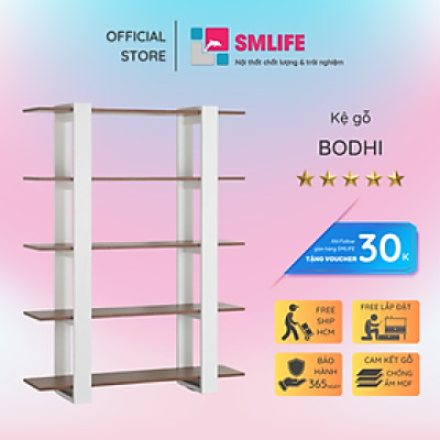 Giá sách gỗ giá trưng bày phòng khách SMLIFE Bodhi