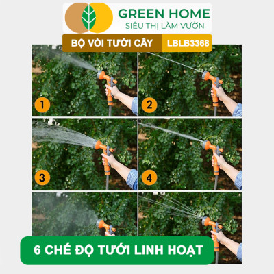 Bộ Vòi Nước Tưới Tưới Cây, Rửa Xe Đa Năng Greenhome, Lebenlang LBLB3368, Chế Độ Tưới Thông Minh