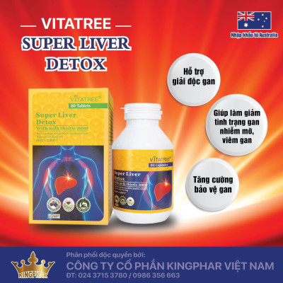 Viên uống Giải độc gan Vitatree Super Liver detox, lọ 80v, nhập khẩu Úc