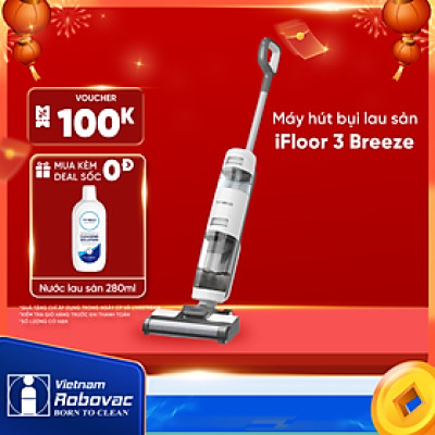 MÁY HÚT BỤI LAU SÀN KHÔ VÀ ƯỚT TINECO IFLOOR 3 BREEZE  – BẢN QUỐC TẾ – HÀNG CHÍNH HÃNG_BH 12 THÁNG