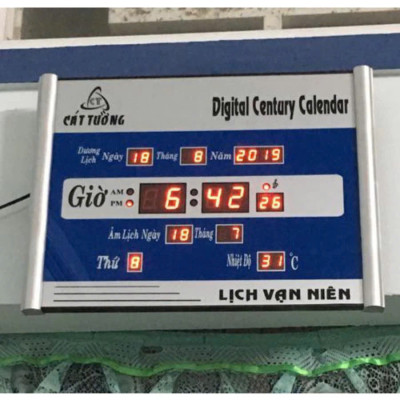 Đồng Hồ LED Treo Tường Kèm Lịch Vạn Niên Cát Tường – Loại Cao Cấp, Siêu Bền, Size Lớn 40x30cm